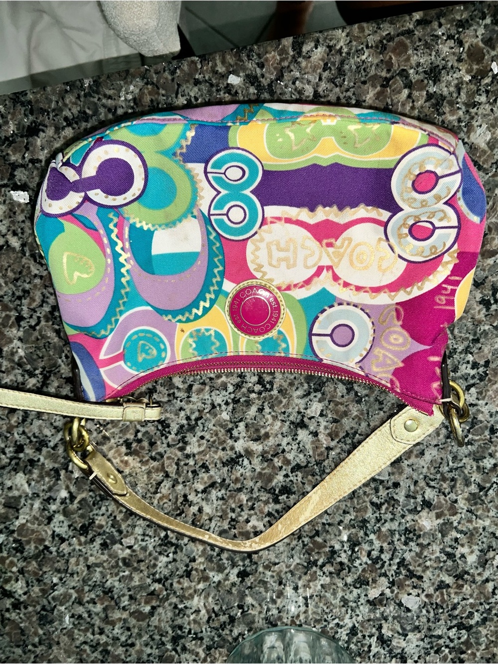 Coach Multicolor Mini Shoulder Bag with Gold Handle - Picture 10 of 11